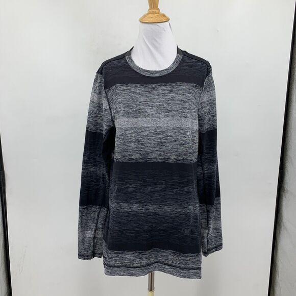 Lululemon Shirt Mens M Medium Black Gray Core Crew Rulu Long Sleeve Colorblock - Picture 2 of 12